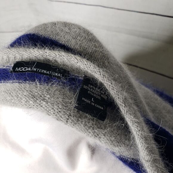 Moda International rabbit hair wool stripe Sweater - Picture 5 of 8